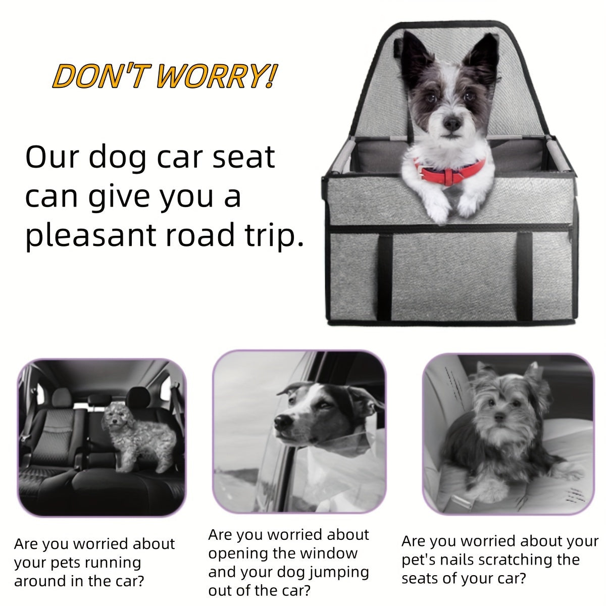 Dog Car Seat For Medium Dogs, Portable Washable Travel Bags For Pets Under 50lb, Pet Car Booster Suitable For Midsize And Large Cars