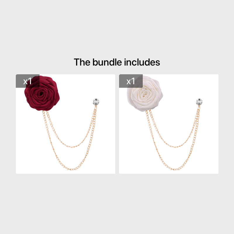 Men's Wedding Ceremony Groom Handmade Rose Chain Brooch