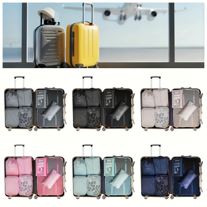 Packing Cubes 8PCS Set Oxford Compression Bags For Travel Bags Accessories Luggage Suitcase Organiser Waterproof Wash Bag Clothes Organizer Pouch For Women Men