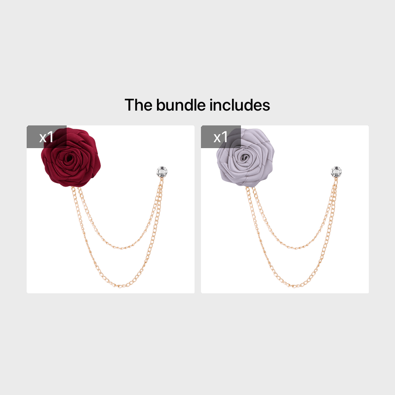 Men's Wedding Ceremony Groom Handmade Rose Chain Brooch
