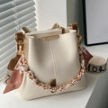 New Fashion Women's Shoulder Bag Large Capacity Ribbon Chain Bucket Bag Crossbody Bag Daily Commuting