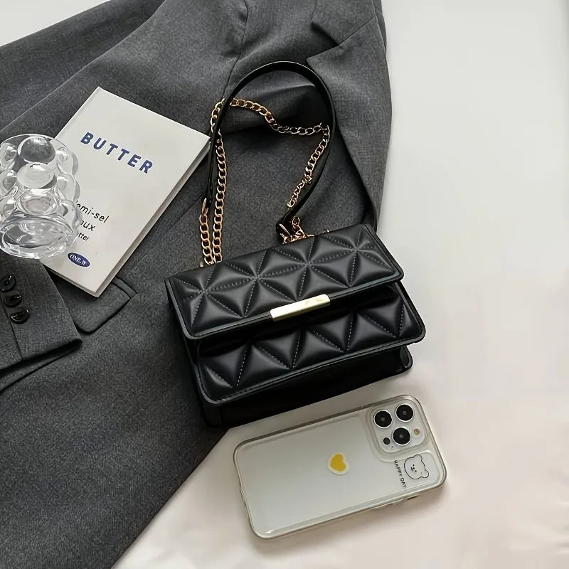 Fashion Chain Women'S Shoulder Bag, Chic Small Square Bag for Women, Luxury Quilted Handbag for Daily Travel, Shopping, Parties.