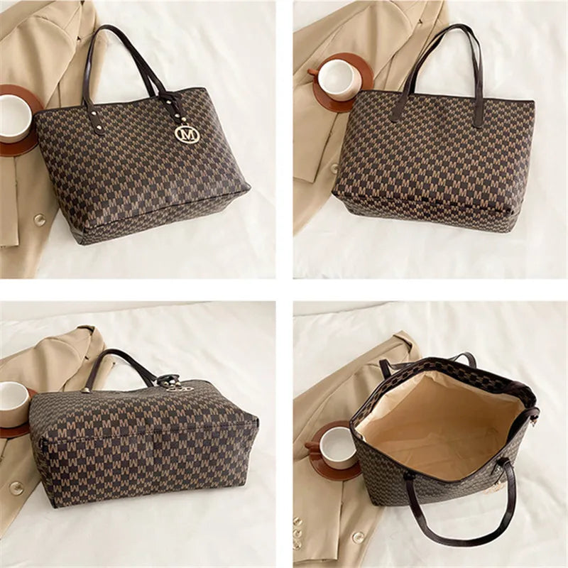 Large Capacity Commuting Tote Bags Fashionable Printed Pu Leather Handbag for Women College Students Class Handbags Shoulder Bag