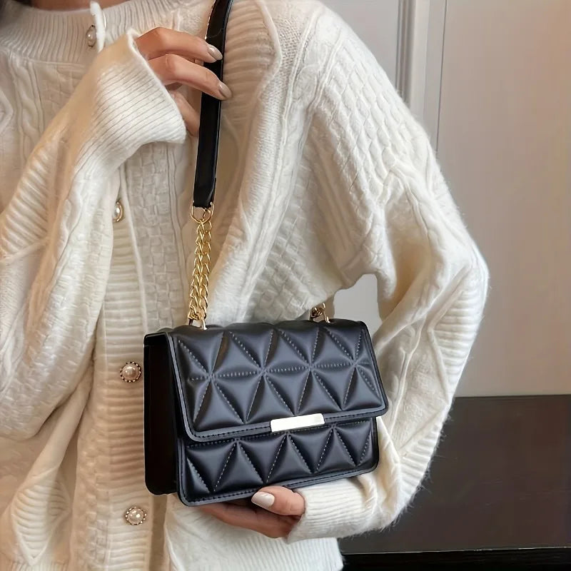 Fashion Chain Women'S Shoulder Bag, Chic Small Square Bag for Women, Luxury Quilted Handbag for Daily Travel, Shopping, Parties.