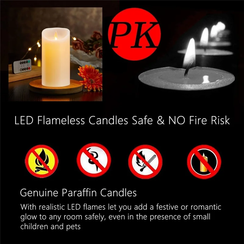LED Candles, Flickering Flameless Candles, Rechargeable Candle, Real Wax Candles with Remote Control,12.5cm A