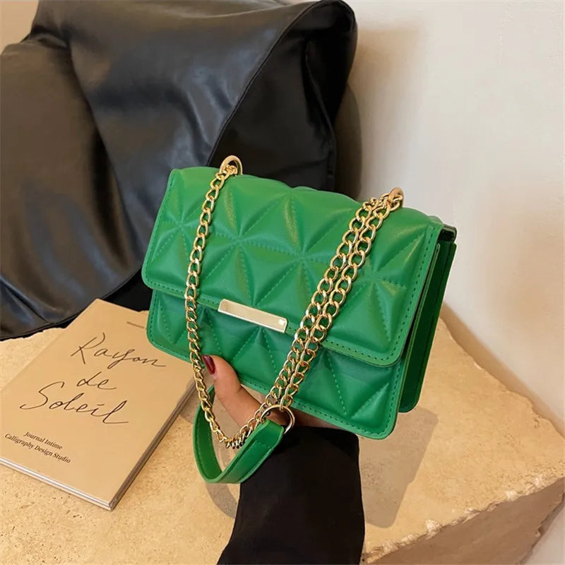 Fashion Chain Women'S Shoulder Bag, Chic Small Square Bag for Women, Luxury Quilted Handbag for Daily Travel, Shopping, Parties.
