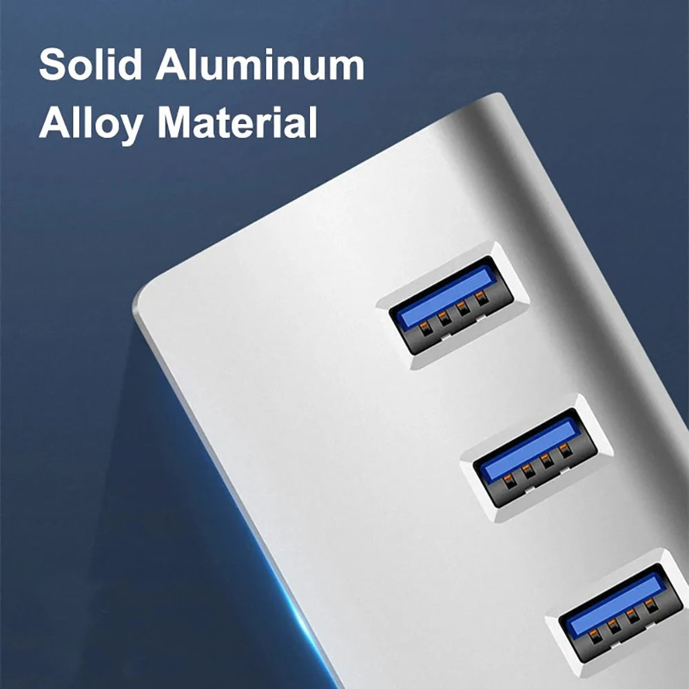 Aluminum Alloy USB 3.0 HUB 7 Ports High Speed Multi Splitter Adapter Up To 5Gbps Docking Station Expander for Laptop Computer PC