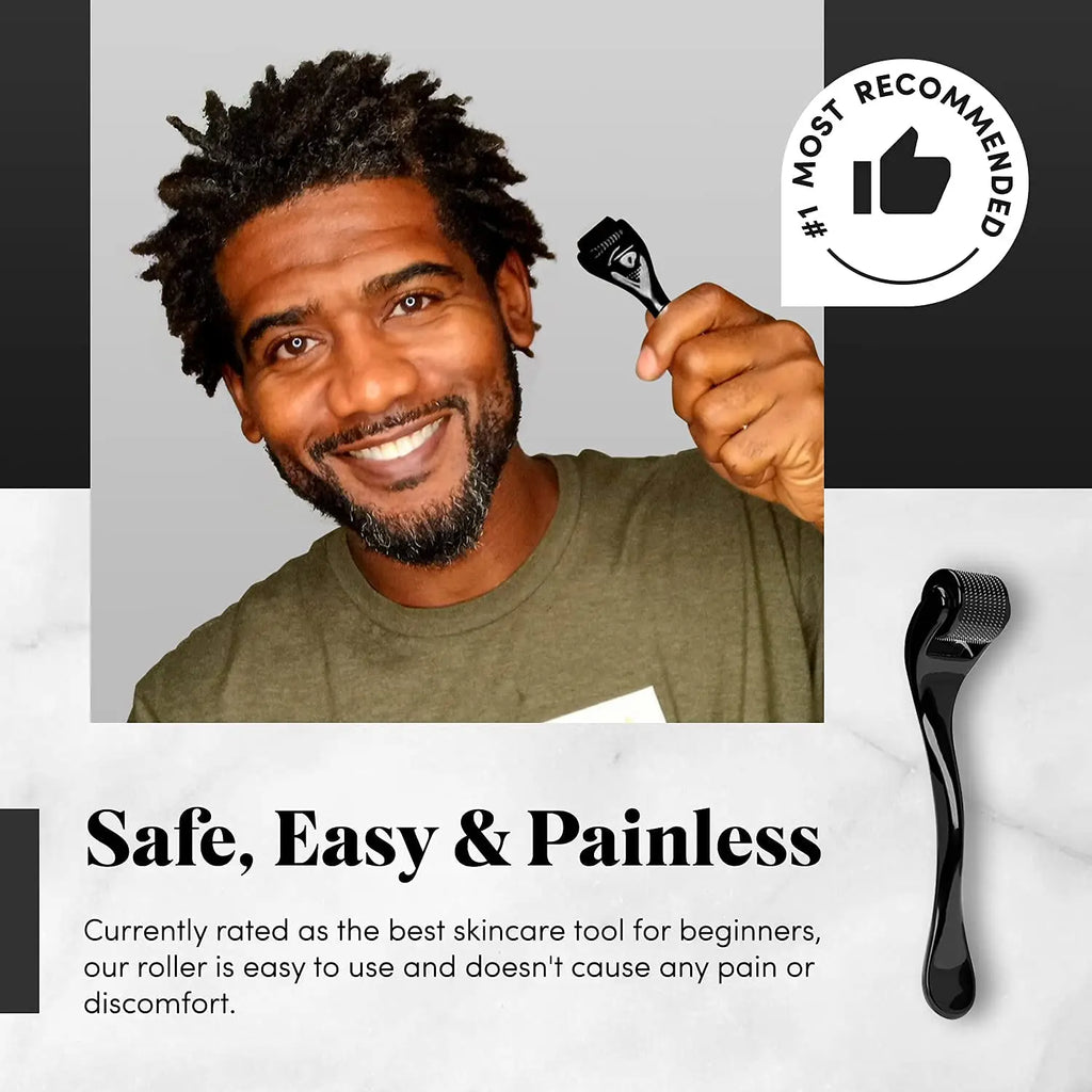 Natural Shea Beard Conditioning Oil Soften Strengthen Beard Sandalwood Scent 30ml and Gently Roller For Men Facial Hair Massage