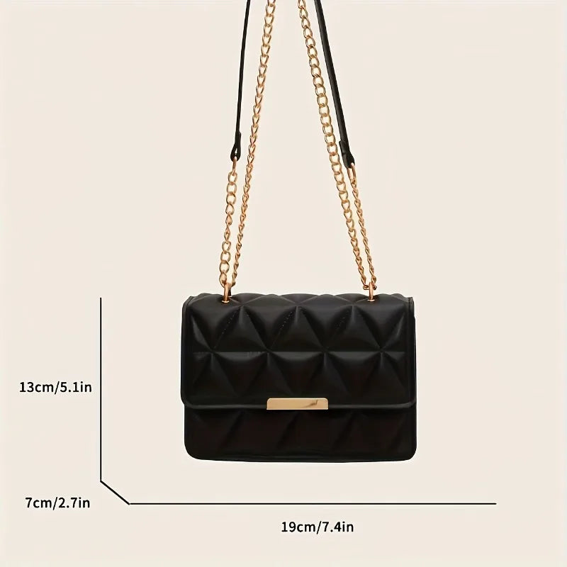 Fashion Chain Women'S Shoulder Bag, Chic Small Square Bag for Women, Luxury Quilted Handbag for Daily Travel, Shopping, Parties.