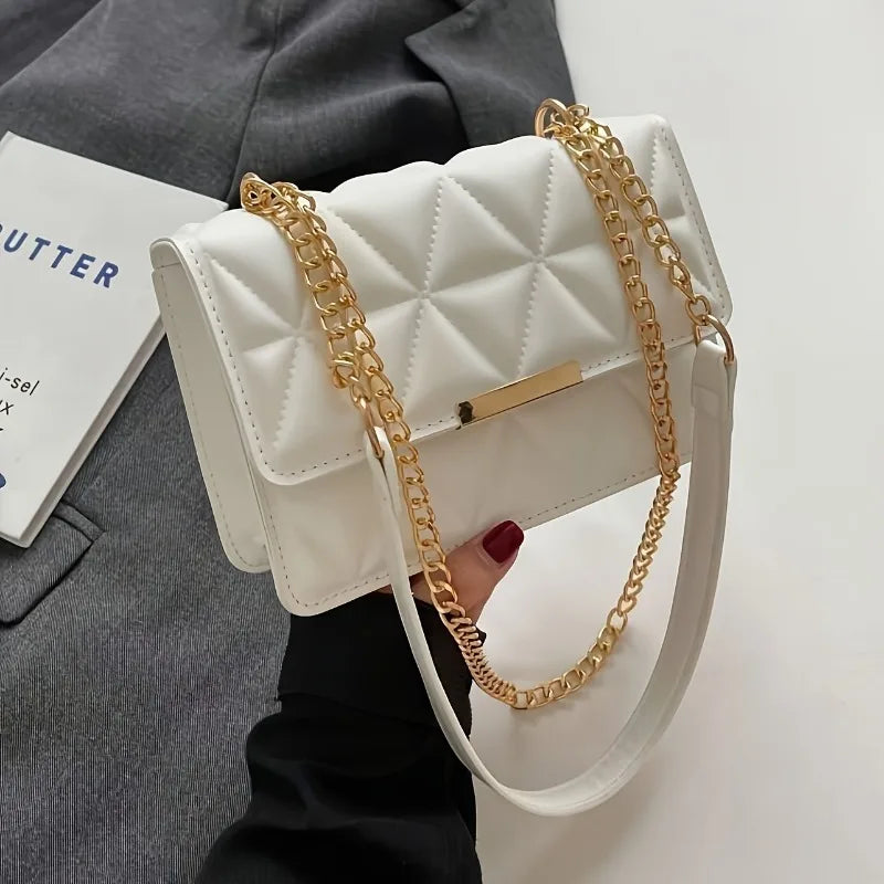 Fashion Chain Women'S Shoulder Bag, Chic Small Square Bag for Women, Luxury Quilted Handbag for Daily Travel, Shopping, Parties.