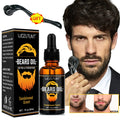 Natural Shea Beard Conditioning Oil Soften Strengthen Beard Sandalwood Scent 30ml and Gently Roller For Men Facial Hair Massage