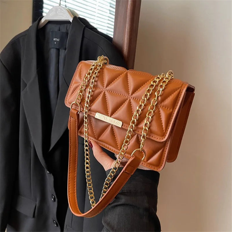 Fashion Chain Women'S Shoulder Bag, Chic Small Square Bag for Women, Luxury Quilted Handbag for Daily Travel, Shopping, Parties.