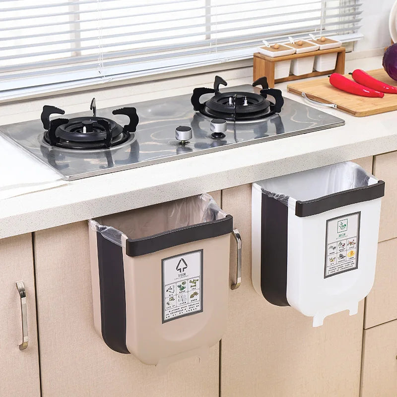 Kitchen Car Trash Can, Folding Garbage Bin, Waste Bin, Dustbin, Rubbish Bin, Recycle Bin for Kitchen