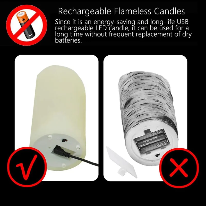 LED Candles, Flickering Flameless Candles, Rechargeable Candle, Real Wax Candles with Remote Control,12.5cm A