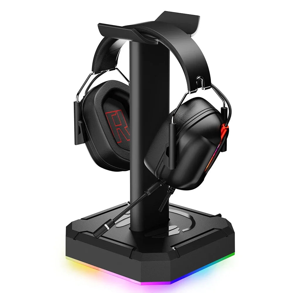 Headset Support Stand Space Saving Desktop Organizer Vertical Bracket Hanger RGB Backlight Headphone Stand Holder Rack