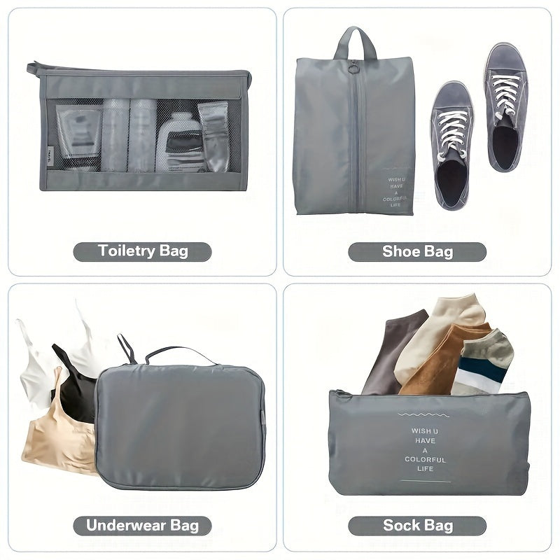 Packing Cubes 8PCS Set Oxford Compression Bags For Travel Bags Accessories Luggage Suitcase Organiser Waterproof Wash Bag Clothes Organizer Pouch For Women Men