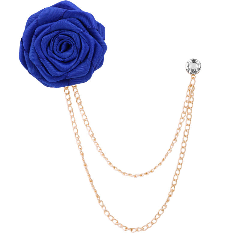 Men's Wedding Ceremony Groom Handmade Rose Chain Brooch