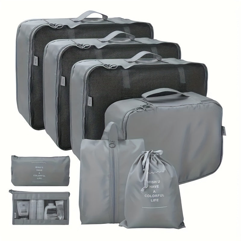 Packing Cubes 8PCS Set Oxford Compression Bags For Travel Bags Accessories Luggage Suitcase Organiser Waterproof Wash Bag Clothes Organizer Pouch For Women Men