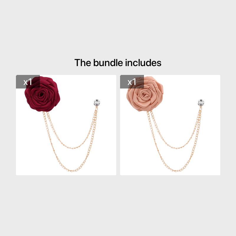 Men's Wedding Ceremony Groom Handmade Rose Chain Brooch