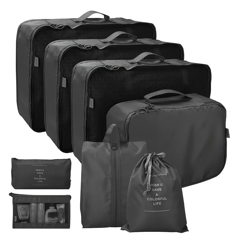 Packing Cubes 8PCS Set Oxford Compression Bags For Travel Bags Accessories Luggage Suitcase Organiser Waterproof Wash Bag Clothes Organizer Pouch For Women Men