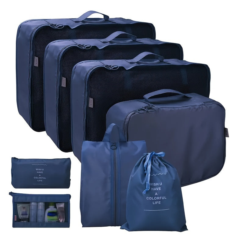 Packing Cubes 8PCS Set Oxford Compression Bags For Travel Bags Accessories Luggage Suitcase Organiser Waterproof Wash Bag Clothes Organizer Pouch For Women Men