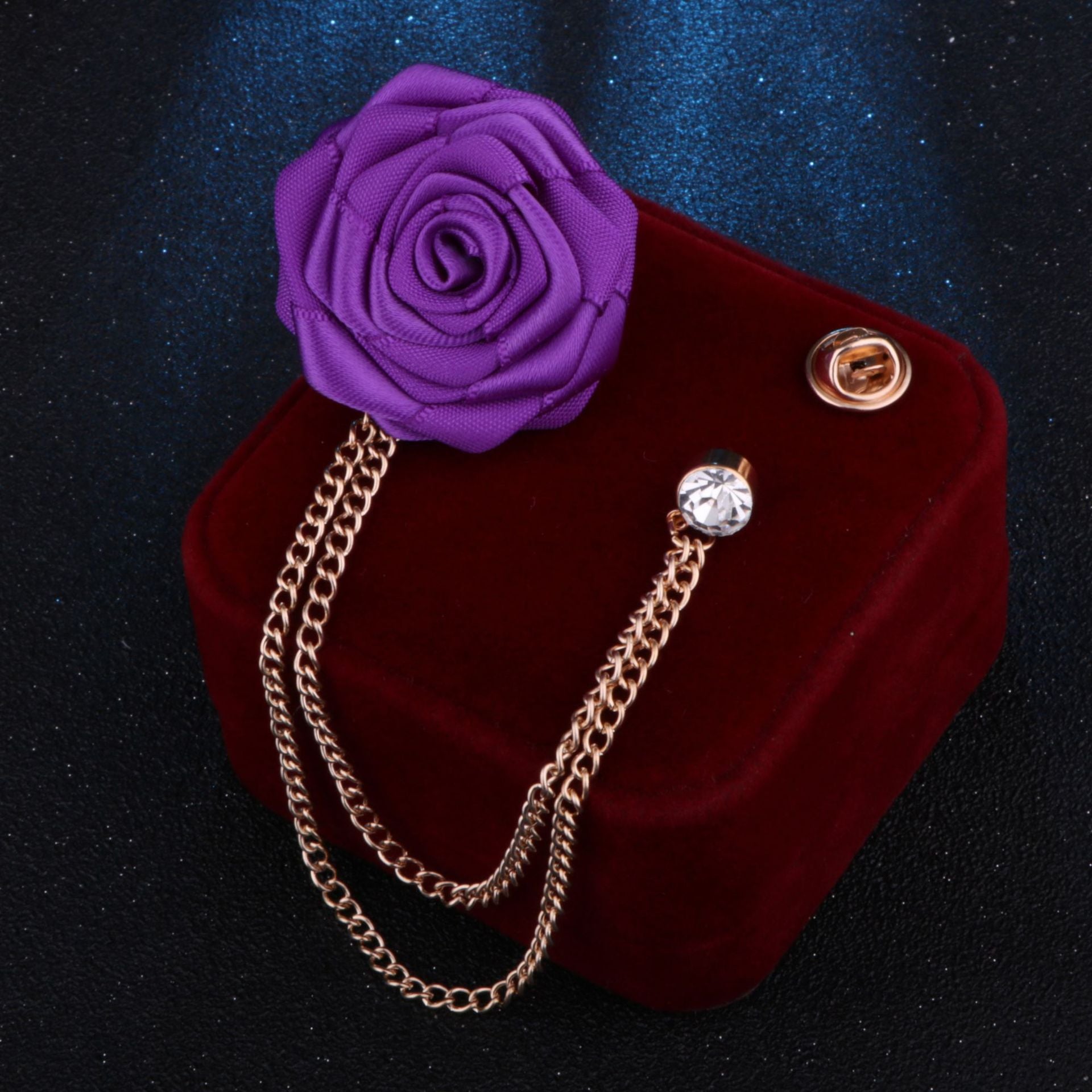 Men's Wedding Ceremony Groom Handmade Rose Chain Brooch